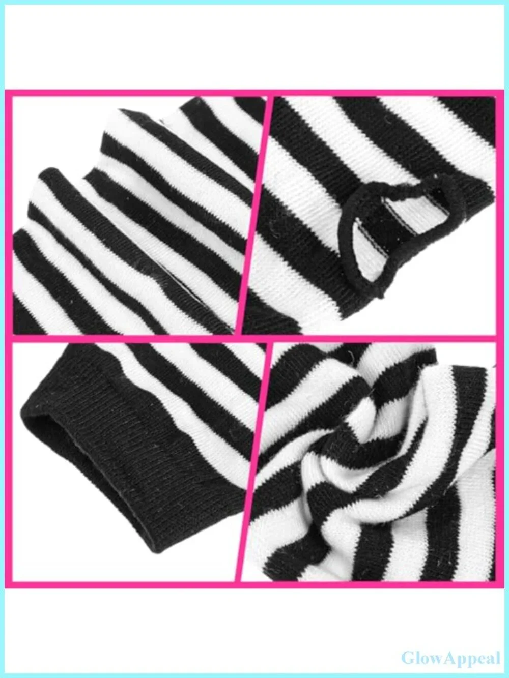 2 Pairs Striped Arm Warmers Fingerless Gothic Gloves with Thumb Hole